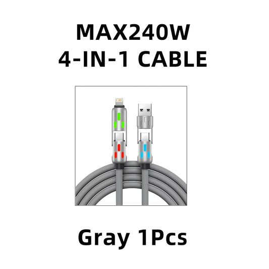 4-IN-1 240W USB Type C to USB C Cable PD Fast Charger Wire for Iphone 16 Pro Max 15 Ipad Xiaomi Samsung Tablet 1M Data Cord 2Pcs